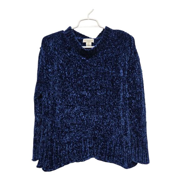 Cynthia rowley top womens size medium blue chenille high neck soft sweater fall - Picture 1 of 8